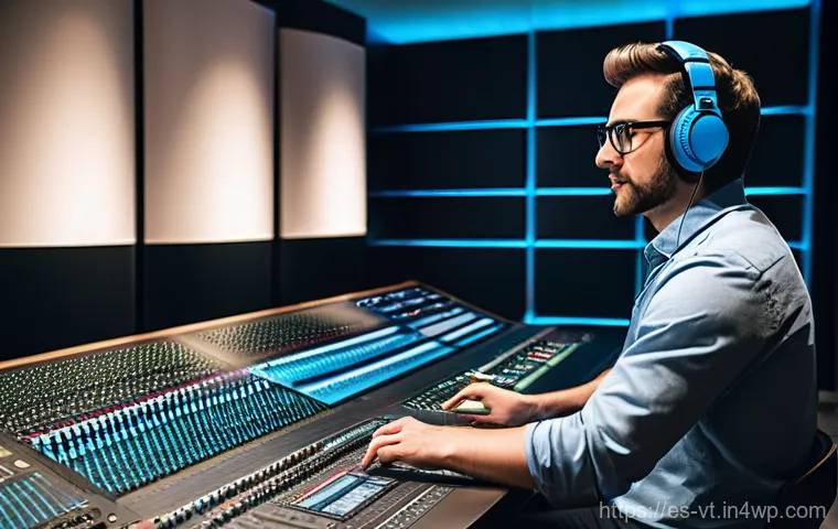 공간음향 디자인 프로젝트 관리 팁 - **Collaborative Spatial Audio Production Studio:**
A group of four diverse professionals, includ...