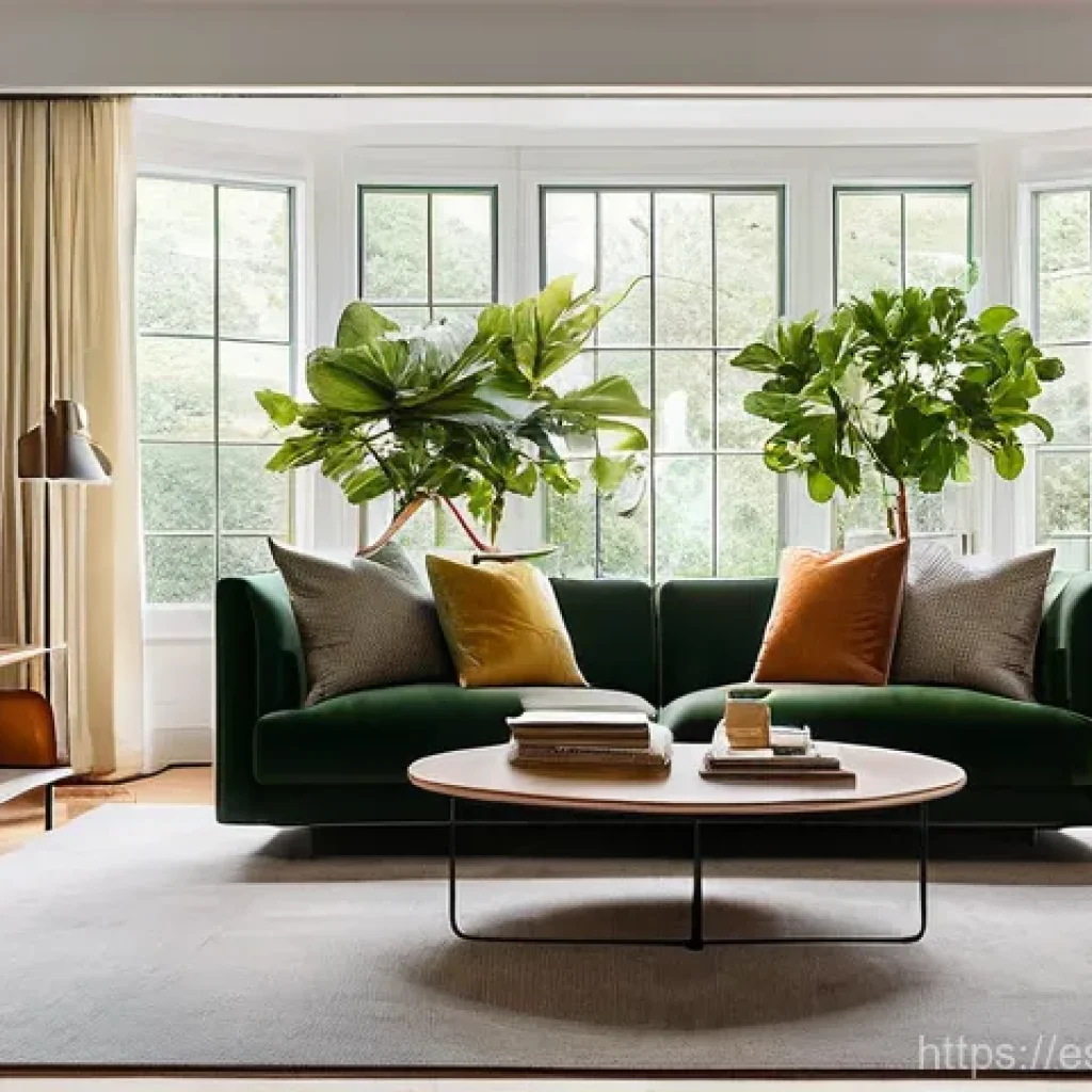 주거 공간의 공간음향 디자인 전략 - **Prompt:** A cozy and inviting living room designed for optimal acoustics. The scene features a lar...