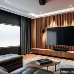Home 19 공간음향 디자인을 위한 DIY 프로젝트 - A modern home theater room designed for perfect 3D surround sound, featuring strategically placed Do...