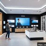 Home 18 공간음향 디자인과 소비자 행동의 관계 - A modern upscale retail store interior in Spain featuring immersive 3D spatial sound technology, wit...